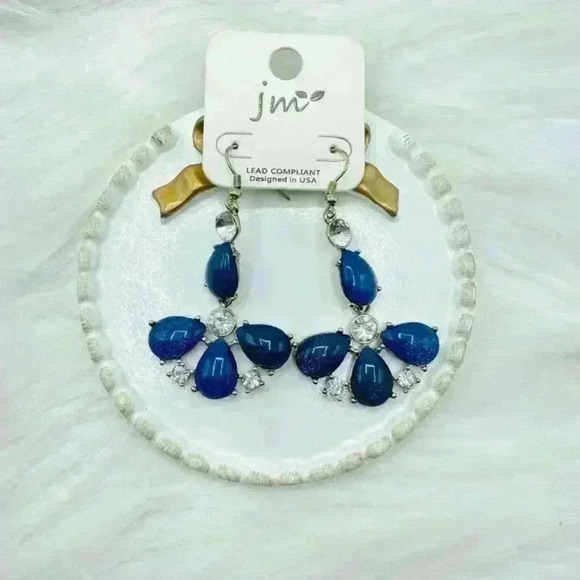 Blue Flower Statement Earrings - Picture 4 of 5